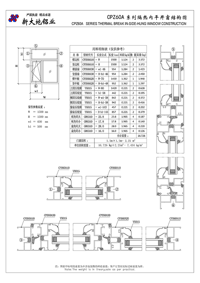 CPZ60A系列隔熱平開窗